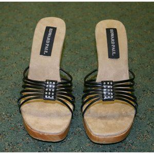 EDWARD PAUL Black faux wet PU leather